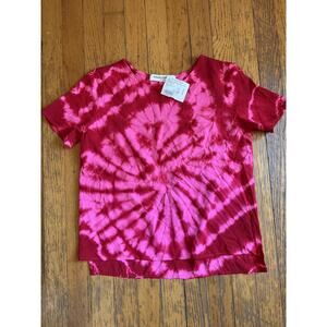 Amanda Uprichard Shirt Womens Small Pink Red Tie Dye Short Sleeve Top Polyester